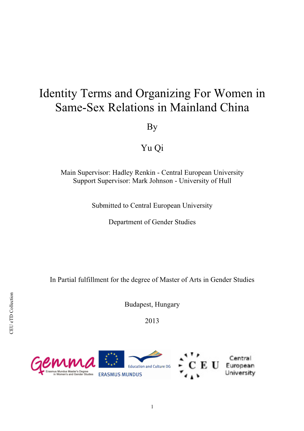 Identity Terms and Organizing for Women in Same-Sex Relations In
