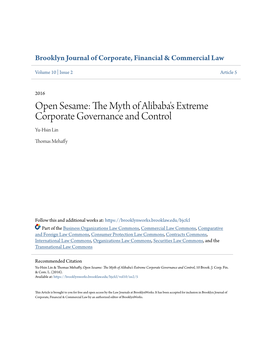 The Myth of Alibaba's Extreme Corporate Governance and Control, 10 Brook