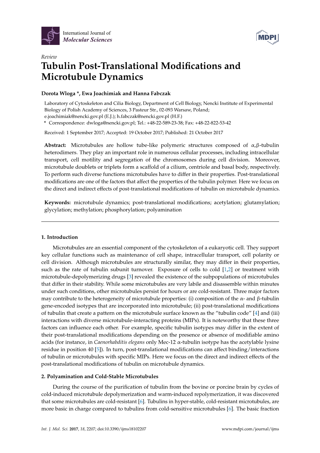 Tubulin Post-Translational Modifications and Microtubule