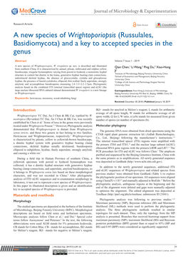 A New Species of Wrightoporiopsis (Russulales, Basidiomycota) and a Key to Accepted Species in the Genus