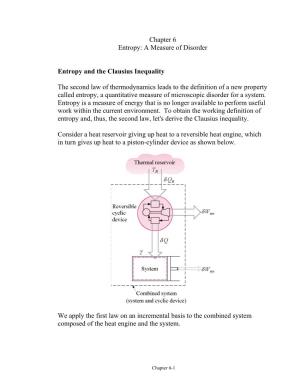 A Measure of Disorder Entropy and the Clausius Inequality the Second Law of Thermodynamics Leads to the Defin