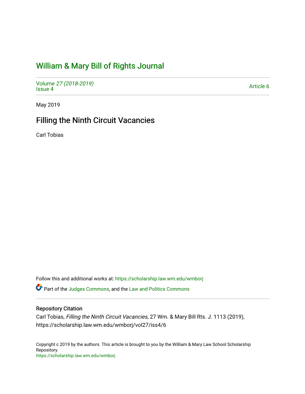 Filling the Ninth Circuit Vacancies