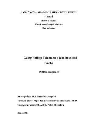 Georg Philipp Telemann a Jeho Houslová Tvorba