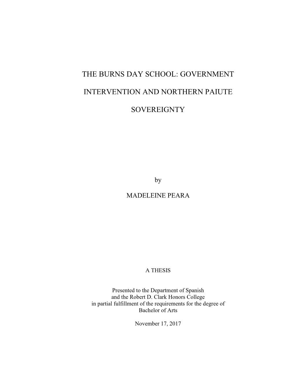 The Burns Day School: Government Intervention and Northern Paiute Sovereignty