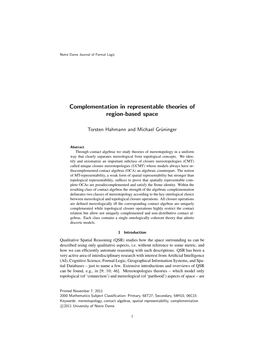 Complementation in Representable Theories of Region-Based Space