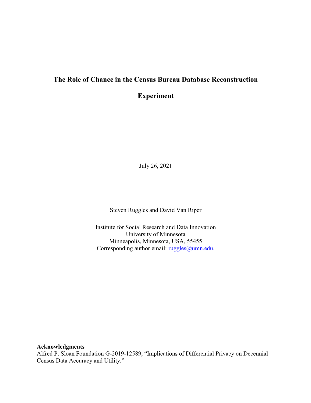 The Role of Chance in the Census Bureau Database Reconstruction