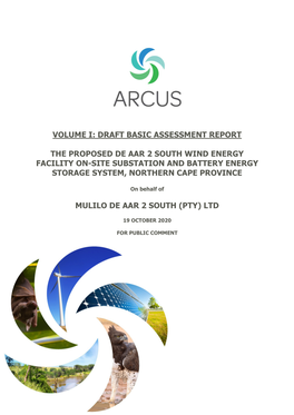 Draft Basic Assessment Report the Proposed De Aar 2 South Wind Energy Facility On-Site Substation and Battery Energy S