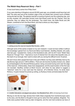 The Welsh Harp Reservoir Story – Part 1 a New Local History Series from Philip Grant