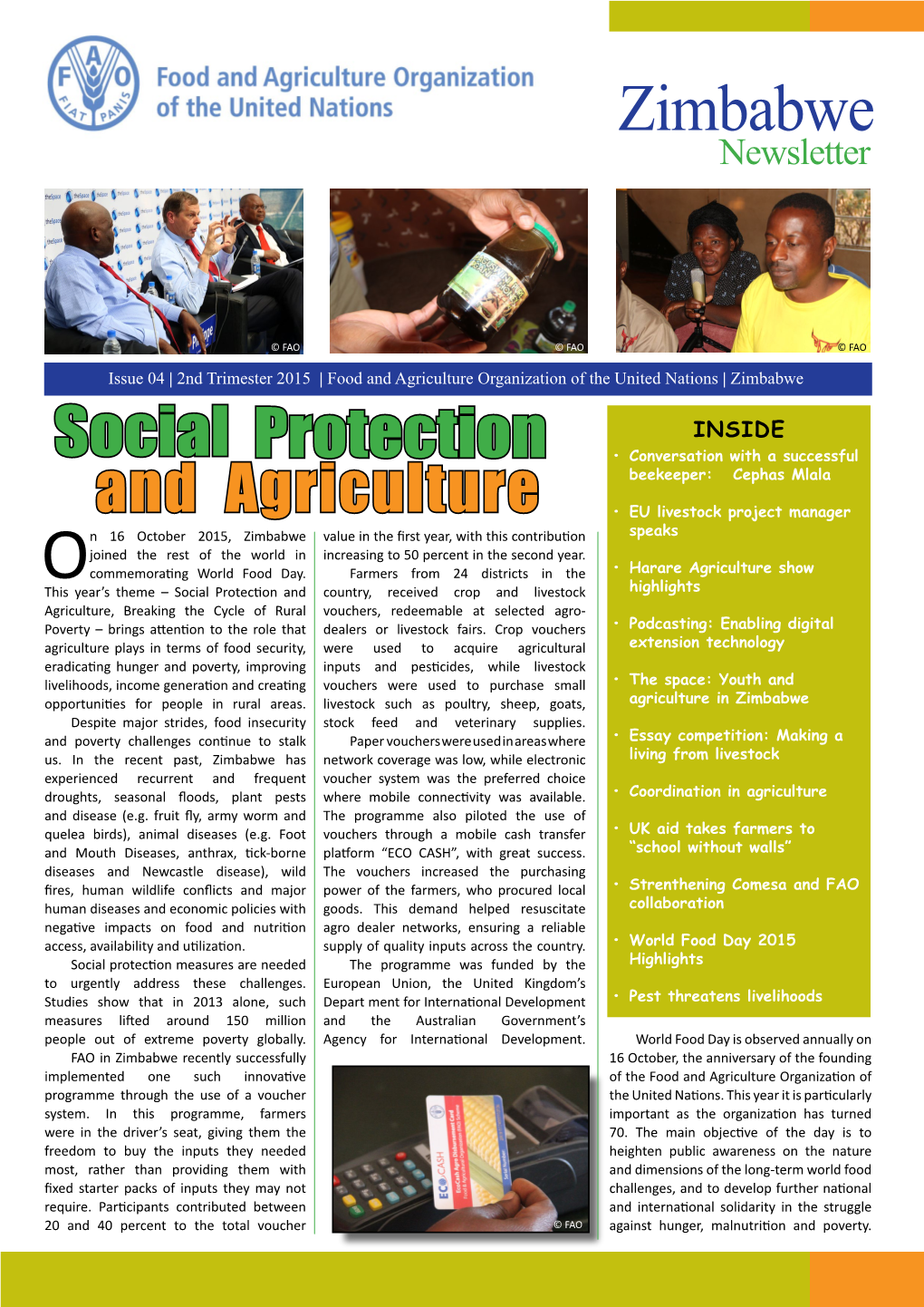 FAO in Zimbabwe Newsletter Issue 4, 2015