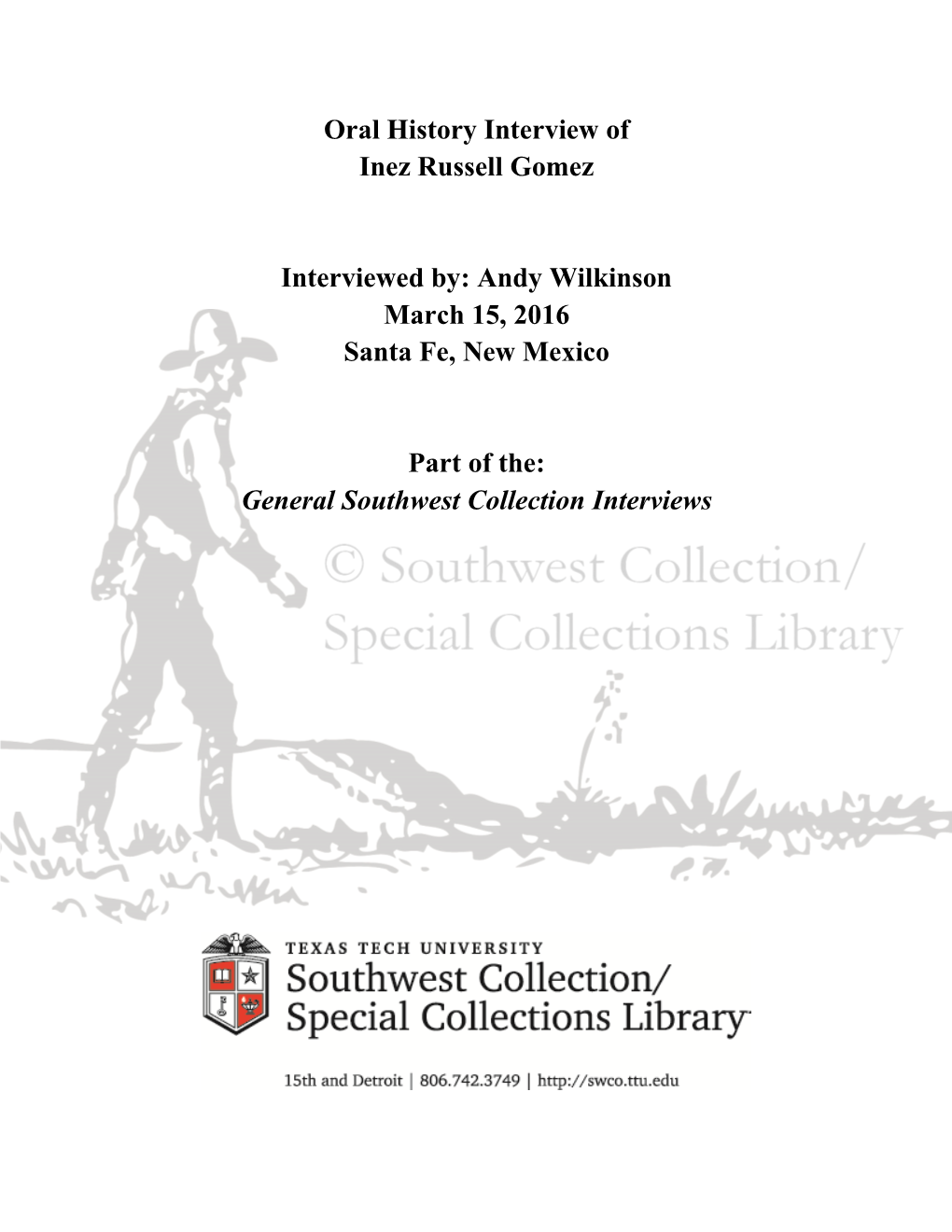 Texas Tech University's Southwest Collection/Special Collections