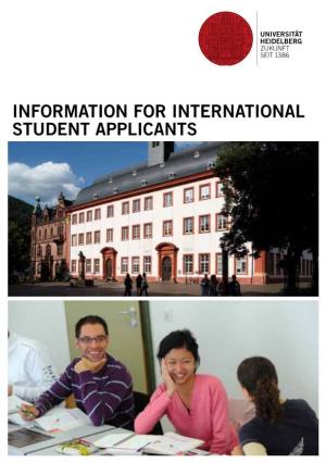 Information for International Student Applicants