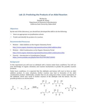 Lab 13: Predicting the Products of an Aldol Reaction