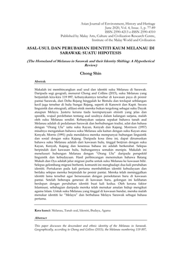 Asal-Usul Dan Perubahan Identiti Kaum Melanau Di Sarawak: Suatu Hipotesis