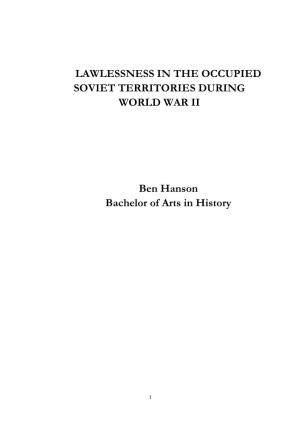 Lawlessness in the Occupied Soviet Territories During World War Ii