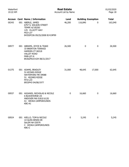 Real Estate 01/03/2020 10:22 AM Account List by Name Page 18