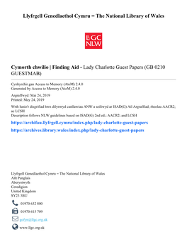 Lady Charlotte Guest Papers (GB 0210 GUESTMAB)