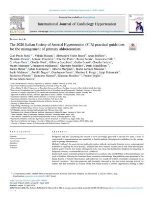 The 2020 Italian Society of Arterial Hypertension (SIIA) Practical Guidelines for the Management of Primary Aldosteronism