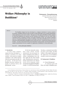 Welfare Philosophy in Buddhism*