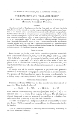 THE PEARCEITE and POLYBASITE SERIES1 H. T. H.R.R.R., Department