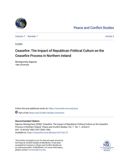 The Impact of Republican Political Culture on the Ceasefire Process in Northern Ireland