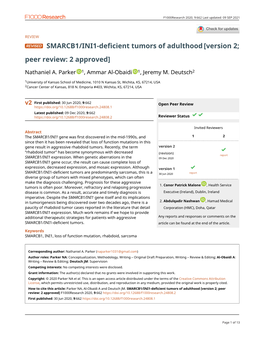 SMARCB1/INI1-Deficient Tumors of Adulthood[Version 2; Peer Review: 2