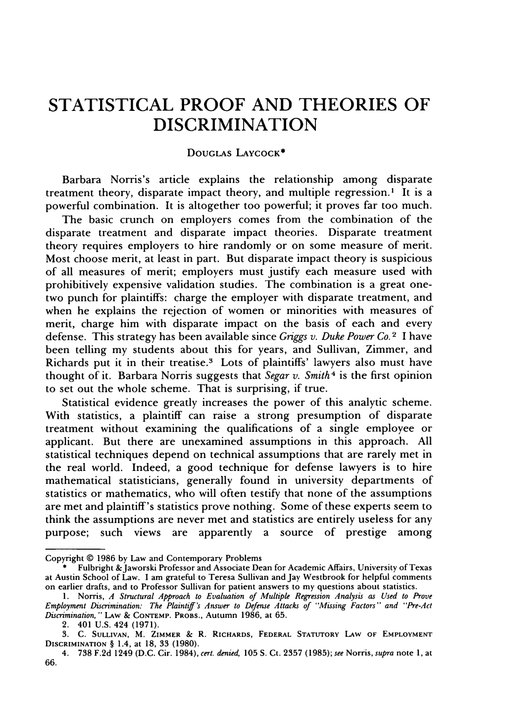 Statistical Proof and Theories of Discrimination