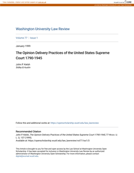 The Opinion Delivery Practices of the United States Supreme Court 1790-1945