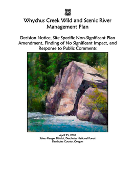 Whychus Creek Wild and Scenic River Management Plan