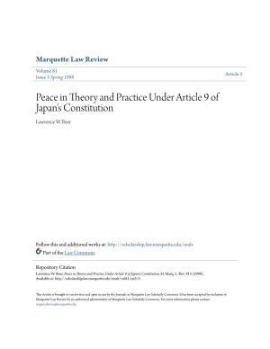 Peace in Theory and Practice Under Article 9 of Japan's Constitution Lawrence W