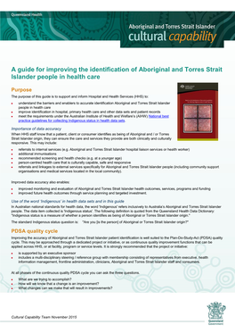 A Guide for Improving the Identification of Aboriginal and Torres Strait Islander People in Health Care