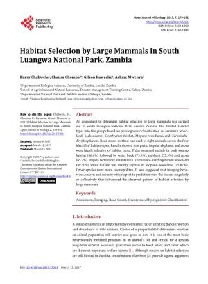 Habitat Selection by Large Mammals in South Luangwa National Park, Zambia