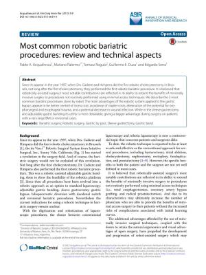 Most Common Robotic Bariatric Procedures: Review and Technical Aspects Pablo A