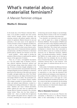 What's Material About Materialist Feminism?