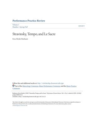 Stravinsky, Tempo, and Le Sacre Erica Heisler Buxbaum