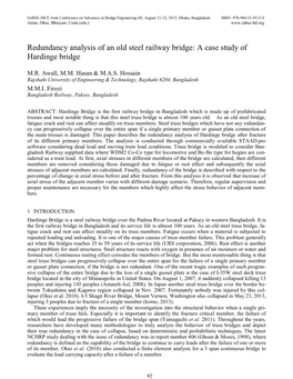 Redundancy Analysis of an Old Steel Railway Bridge: a Case Study of Hardinge Bridge