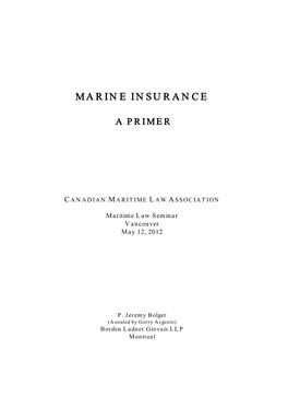Marine Insurance Policies