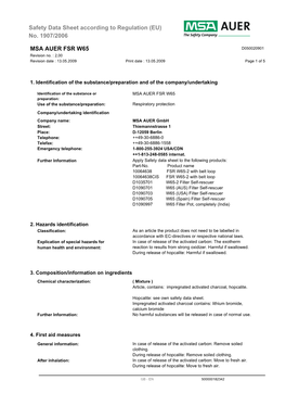 Safety Data Sheet According to Regulation (EU) No. 1907/2006 MSA AUER FSR