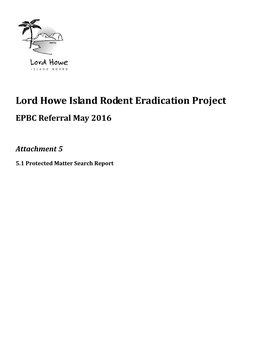 Lord Howe Island Rodent Eradication Project EPBC Referral May 2016