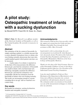 A Pilot Study: Osteopathic Treatment of Infants with a Sucking Dysfunction