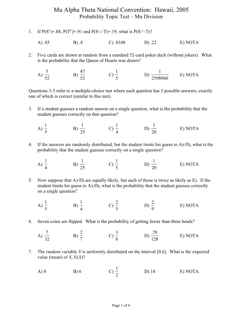 1. Test Question Here s1