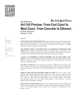 Art Fall Preview: from East Coast to West Coast