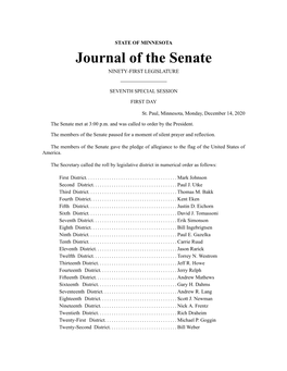 Journal of the Senate​ NINETY-FIRST LEGISLATURE​