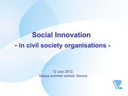 Social Innovation in Civil Society Organisations