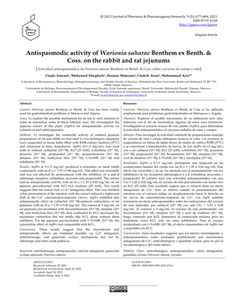 Antispasmodic Activity of Warionia Saharae Benthem Ex Benth. & Coss