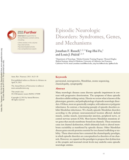 Episodic Neurologic Disorders: Syndromes, Genes, and Mechanisms