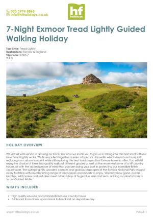 7-Night Exmoor Tread Lightly Guided Walking Holiday