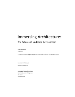 Immersing Architecture: the Futures of Undersea Development