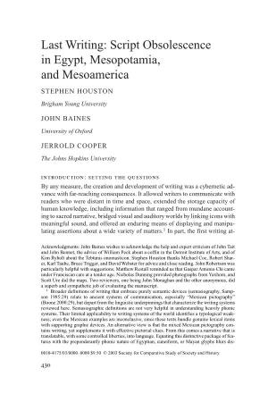 Last Writing: Script Obsolescence in Egypt, Mesopotamia, and Mesoamerica