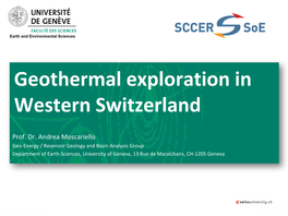 Geothermal Exploration in Western Switzerland