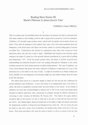 Maria's Dilemma in James Joyce's 'Clay'
